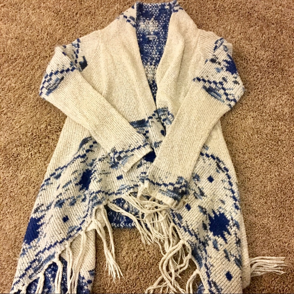 Boho cream fringe cardigan - Picture 2 of 4
